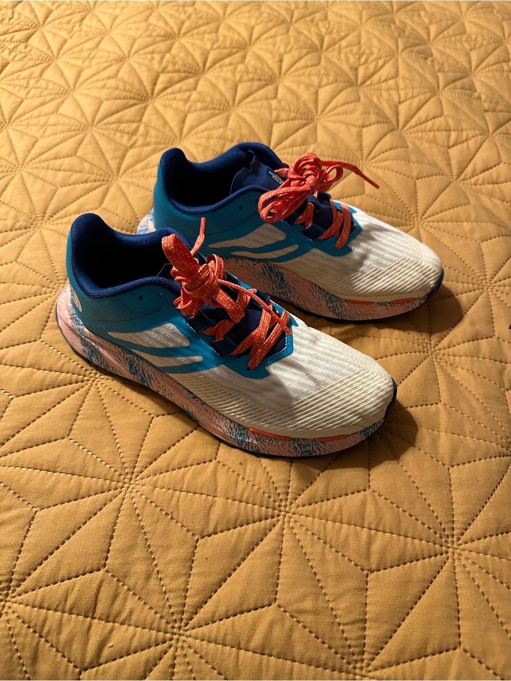 The North Face Women's White & Blue Sneakers with Orange Laces